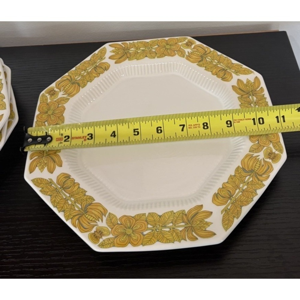 Vintage Set of 4 Yellow Bouquet Dinner Plates Independence Ironstone Japan 11" - Picture 9 of 16